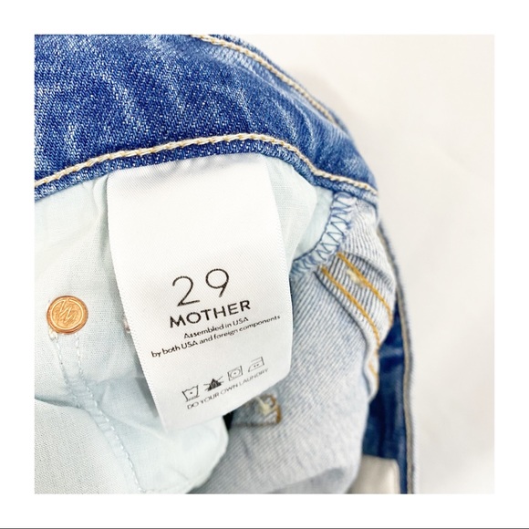 MOTHER Superior The Tomcat Distressed Straight High Rise Denim Jeans Confession - Picture 12 of 14